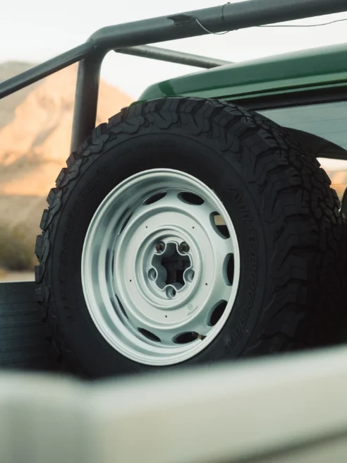Silver steel wheel through the cage